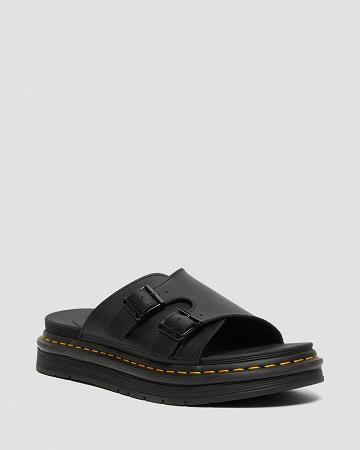 Sandalias Deslizantes Dr Martens Dax Men's Cuero Mujer Negros | MX 471PJJ